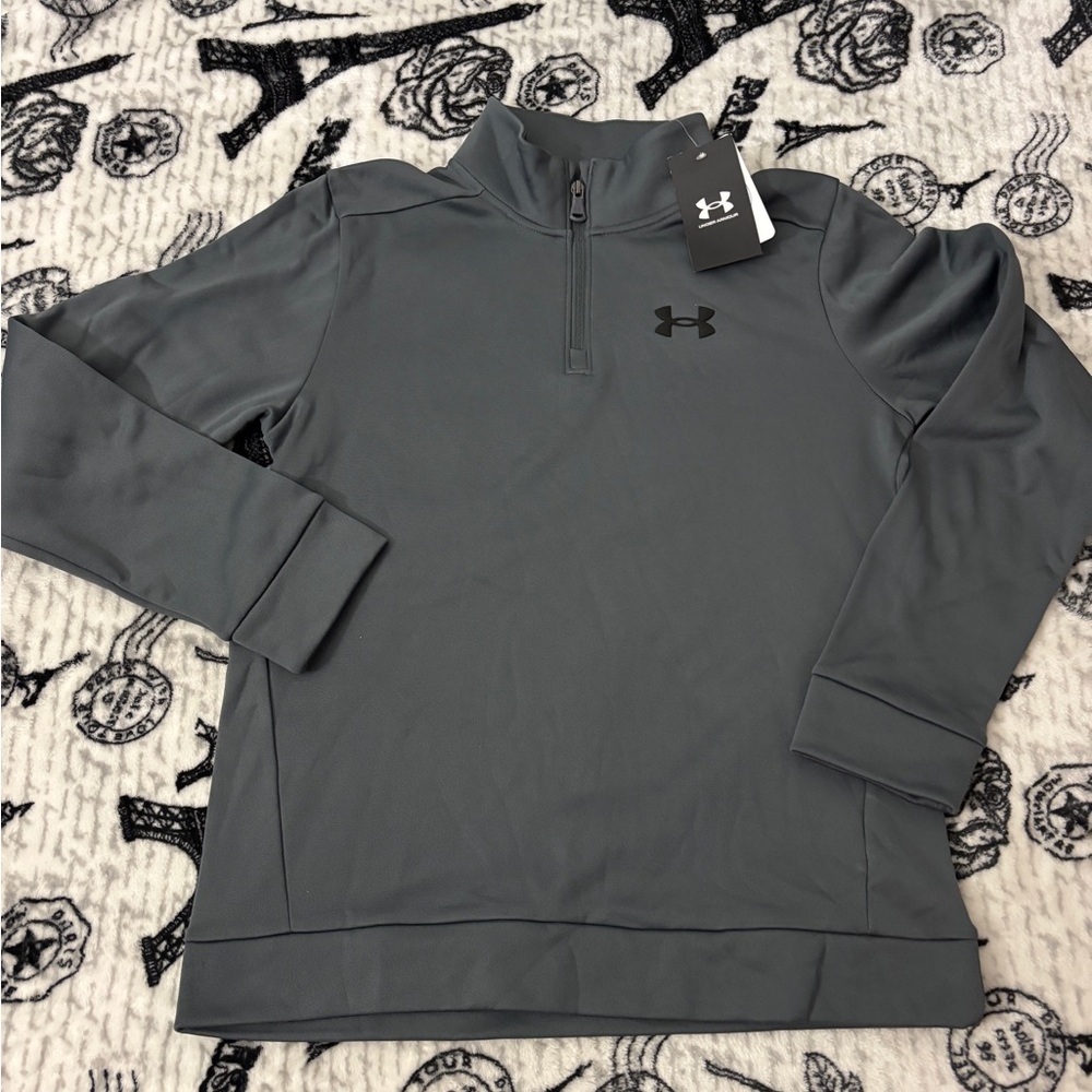 Under Armour Sweater Boys Large Gray 1/4 Zip Pullover Sweatshirt Kids